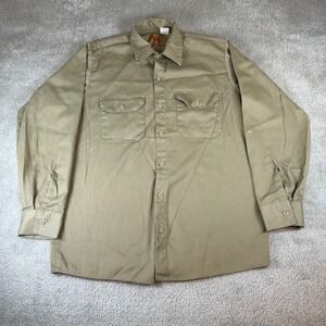 Vintage Big Ben Wrangler Work Shirt Men Medium Regular Khaki Tan Long Sleeve USA